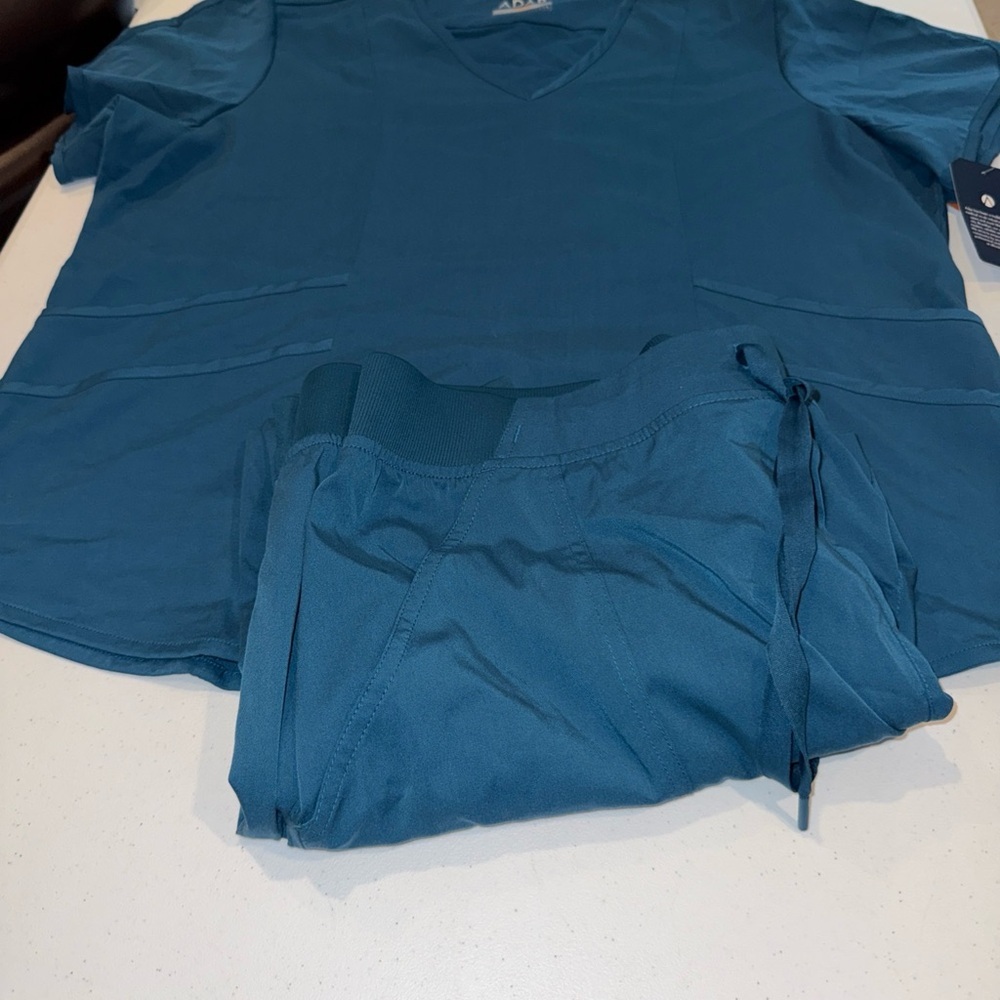 Adar Pro Movement  Women Sweetheart V-Neck Scrub Top & Scrub Pants Blue Teal 3xl